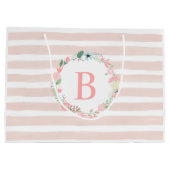 Roze Monogrammed Floral Wreath Large Cadeautasje (Achterkant)