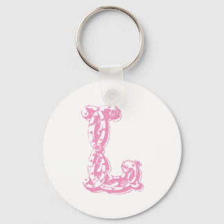 Roze Monogrammed Letter L Sleutelhanger