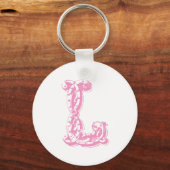 Roze Monogrammed Letter L Sleutelhanger (Voorkant)