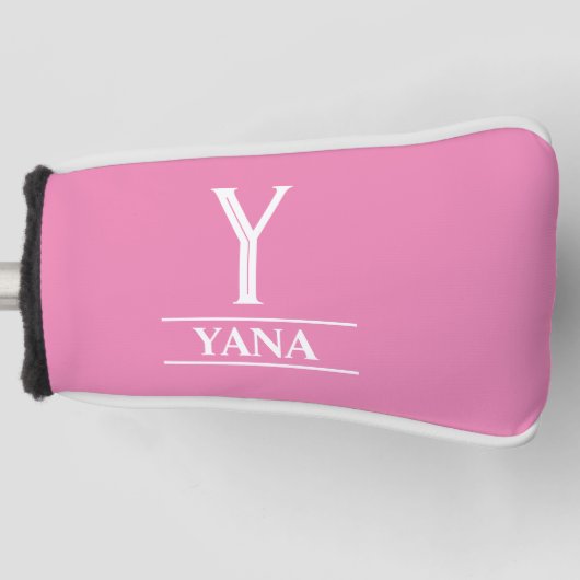 Roze Monogrammed Putter Golf Head Hoesje Golfheadcover (Voorkant)