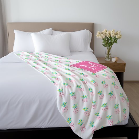 Roze monogrammen ananas Patroon Fleece Deken