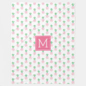 Roze monogrammen ananas Patroon Fleece Deken (Voorkant)