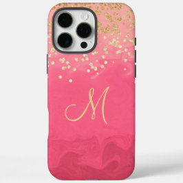 Roze monogrammen iPhone 16 pro max hoesje