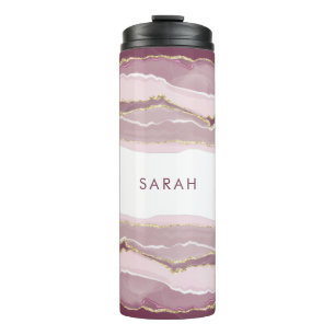 Roze monogrammen thermosbeker