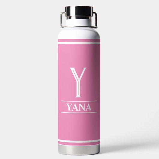 Roze monogrammen waterfles (Achterkant)