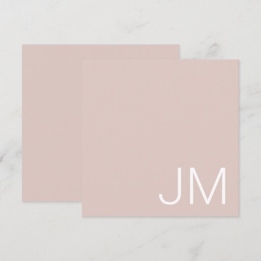 Roze Monogrammet Oversized Initialen Chic Notitiekaartje (Voorkant / Achterkant)