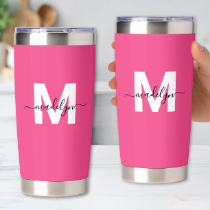 Roze Monogramnaam Geïsoleerde Drinkbeker