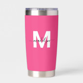 Roze Monogramnaam Geïsoleerde Drinkbeker (Achterkant)