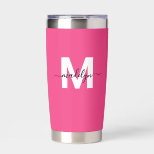 Roze Monogramnaam Geïsoleerde Drinkbeker