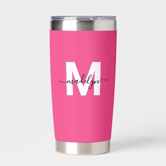 Roze Monogramnaam Geïsoleerde Drinkbeker (Voorkant)