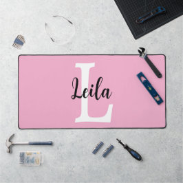 Roze Monogramnaam Script Persoonlijk Ontwerp Bureaumat