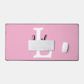 Roze Monogramnaam Script Persoonlijk Ontwerp Bureaumat (Keyboard & Muis)