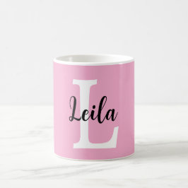 Roze Monogramnaam Script Persoonlijk Ontwerp Koffiemok