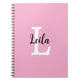 Roze Monogramnaam Script Persoonlijk Ontwerp Notitieboek
