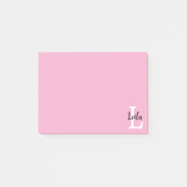 Roze Monogramnaam Script Persoonlijk Ontwerp Post-it® Notes