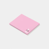 Roze Monogramnaam Script Persoonlijk Ontwerp Post-it® Notes (Schuin)