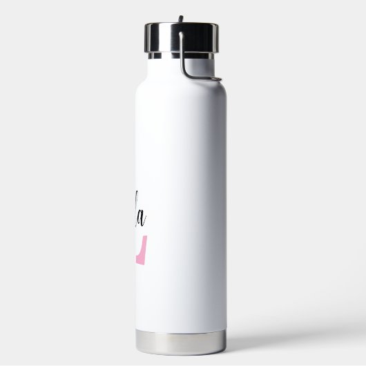 Roze Monogramnaam Script Persoonlijk Ontwerp Waterfles (Links)