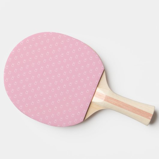 Roze monogrampatroon witte meisjesachtig elegant tafeltennisbatje (Zijkant)