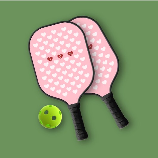 Roze Monotone Harten Persoonlijk Monogram Pickleball Paddle