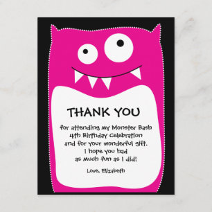 Roze Monster Bash Hartelijk dank voor uw kaart (fl