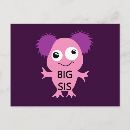 Roze Monster Big Sister Briefkaart (Voorkant)