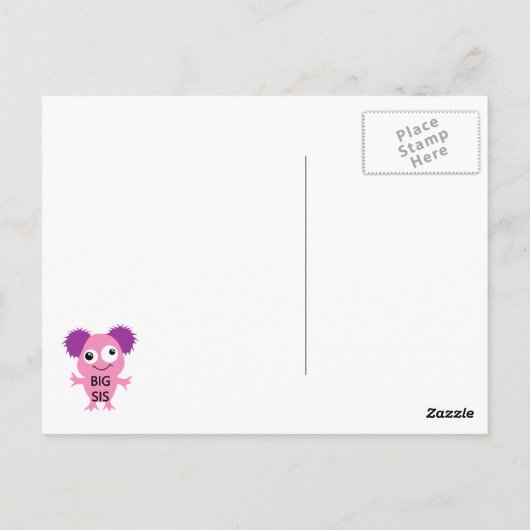 Roze Monster Big Sister Briefkaart (Achterkant)