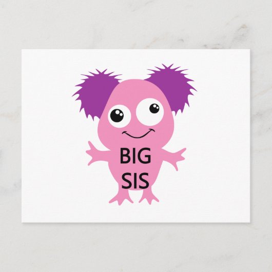 Roze Monster Big Sister Briefkaart (Voorkant)