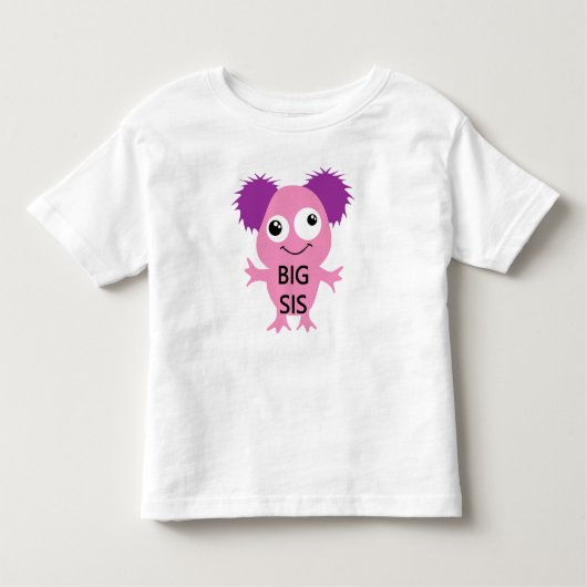 Roze Monster Big Sister Kinder Shirts (Voorkant)