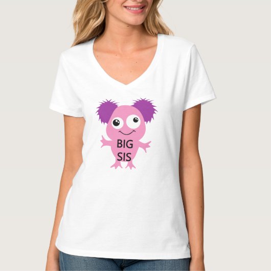 Roze Monster Big Sister T-shirt (Voorkant)