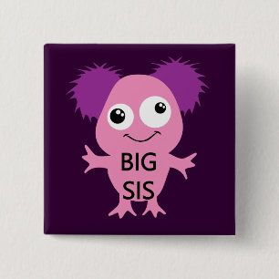 Roze Monster Big Sister Vierkante Button 5,1 Cm