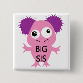 Roze Monster Big Sister Vierkante Button 5,1 Cm (Voorkant)