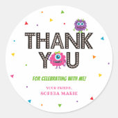 Roze Monster Dank u Sticker (Voorkant)