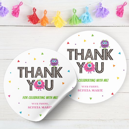 Roze Monster Dank u Sticker