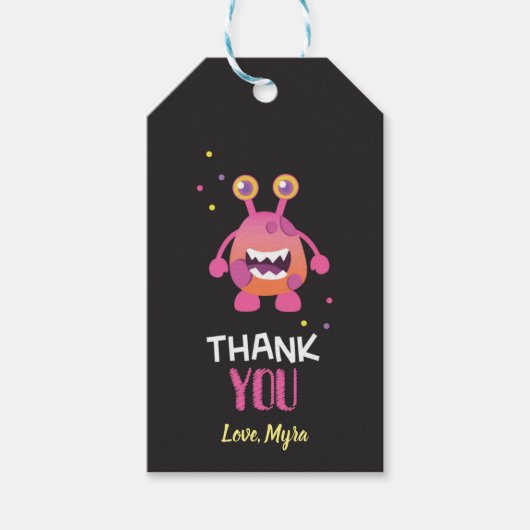 Roze Monster Gift Label Cadeaulabel (Voorkant)