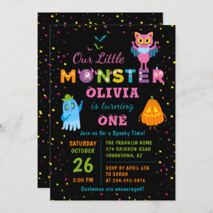 Roze Monster Halloween Costume Birthday Party Kaart