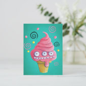 Roze Monster Ice Cream Cone Briefkaart (Staand voorkant)