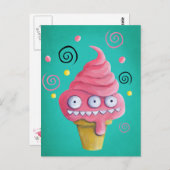 Roze Monster Ice Cream Cone Briefkaart (Voorkant / Achterkant)