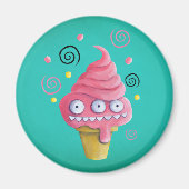 Roze Monster Ice Cream Cone Magneet (Voorkant)