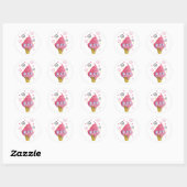Roze Monster Ice Cream Cone Ronde Sticker (Vel)