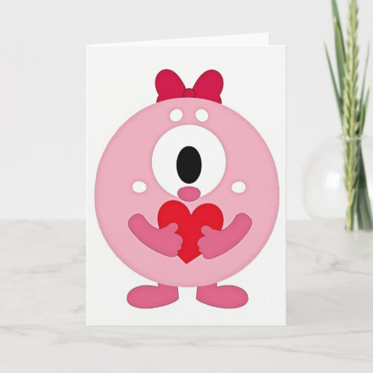 Roze Monster Liefdeshart Kaart (Voorkant)