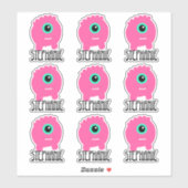 Roze Monster Monogram Naam Sticker Pack (Vel)