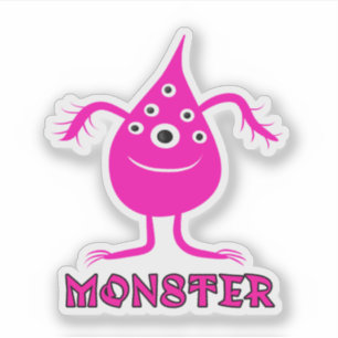 Roze monster sticker
