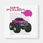 Roze Monster Truck Magneet (Voorkant)