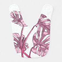 Roze Monstera Baby bib
