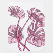 Roze Monstera Baby deken