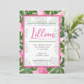 Roze Monstera bruids douche uitnodiging (Staand voorkant)