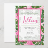 Roze Monstera bruids douche uitnodiging (Voorkant / Achterkant)