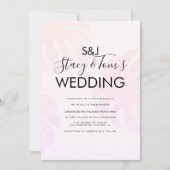 Roze Monstera Hand Drawn Botanical Wedding Kaart (Voorkant)