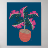 Roze Monstera Plant hand getekend Poster (Voorkant)