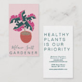 Roze Monstera Plant hand getekend Visitekaartje (Voorkant / Achterkant)